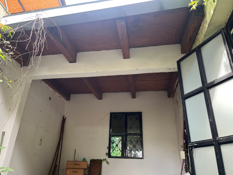 Garden at the front of a four bedroom casa en venta on a quiet privada in central Oaxaca