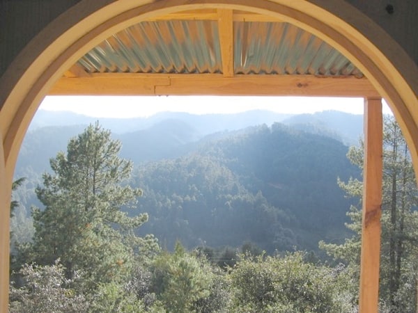 Pine forest and mountain ridges seen from a bedroom window of the main house, Sierra Madre property for sale in Oaxaca, Mexico