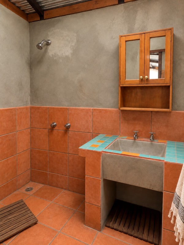 Shower room and bathroom of the main house, casa en venta in the Sierra Madre near San José del Pacífico, Oaxaca