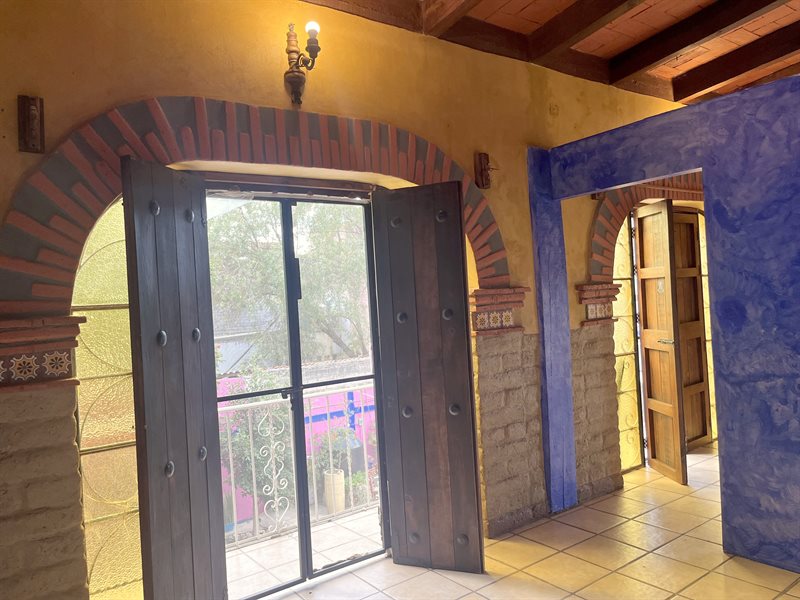 Balcony running the length of the upper apartment overlooking the rear patio, Santa Maria del Tule Oaxaca