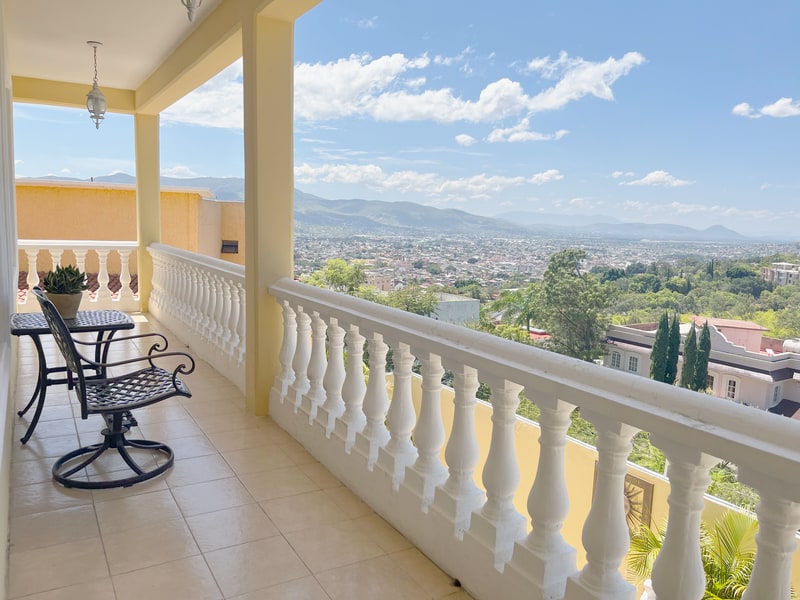 First floor balcony with panoramic city views over Oaxaca de Juarez and the central valley