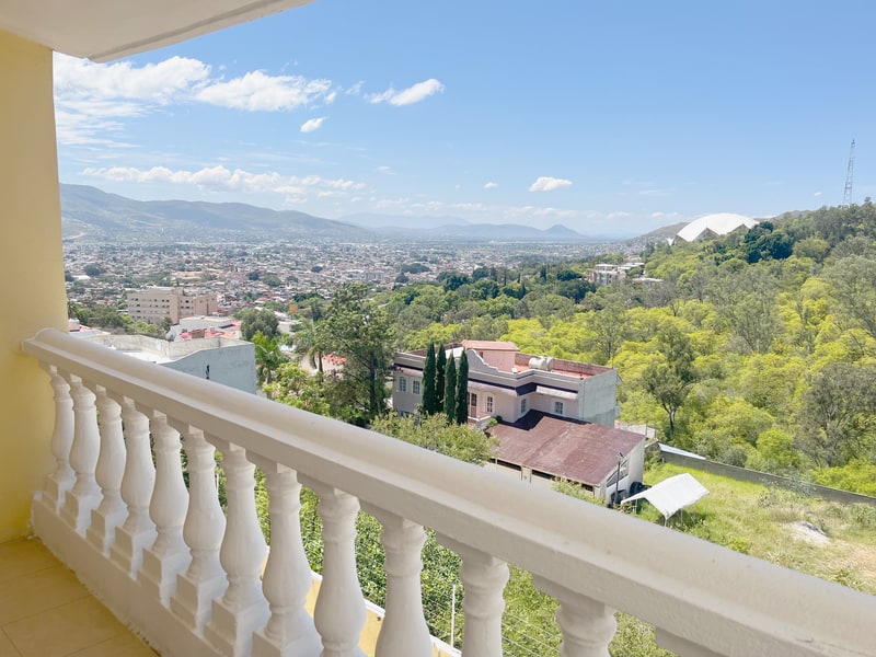 Private balcony off the master bedroom with panoramic views over the Oaxaca central valley